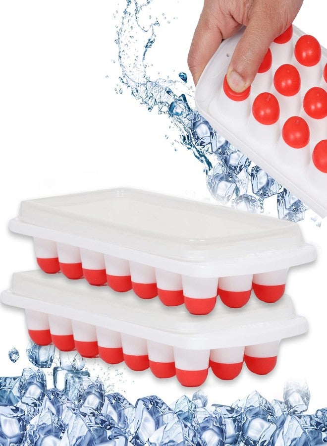Aashu Toyo Silicone Pack of Easy Push Premium Pop Up Ice Cube Tray for Freezer with Lid with Flexible Silicon Bottom and Over Lid, 21 Cube 100% BPA Free (Blue and Red) - (Pack of 2) - Image 1